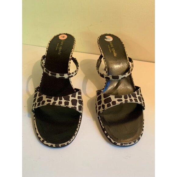 Kate Spade NWT Animal Print Sandal Shoe Calf Hair Womens Size 8.5 B Brown Tan - Picture 2 of 7
